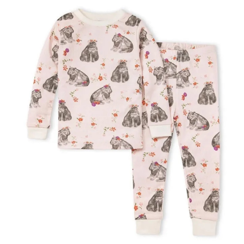 NWT: Burt’s Bees Kids Pajama Set - 5T - Hippo Pattern